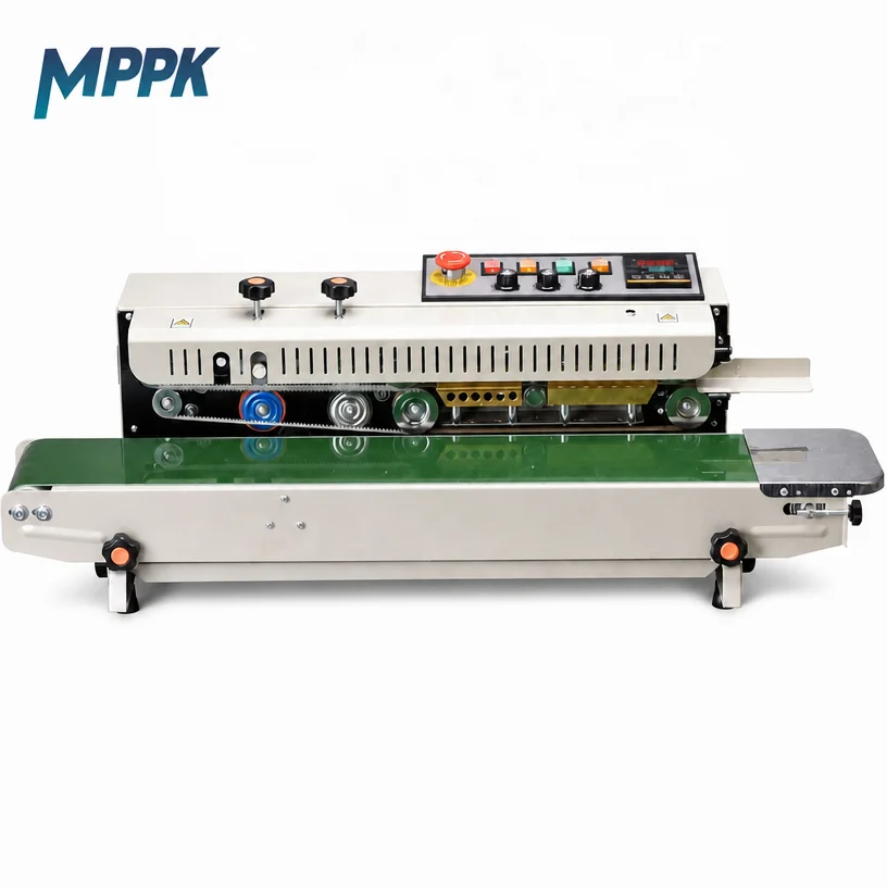 Continuous Band Sealer FR-1000 Date Coding Sealing Machine 6-12mm Seal Width 0-12m/min Automatic Bag Sealer