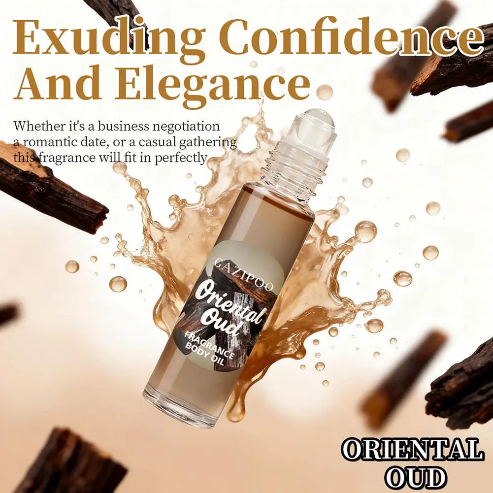 10ml Oriental Oud Roll-On Perfume Body Oil Natural Essential Oil Blend Fast Dry Portable Rollerball Woody Agarwood Scent