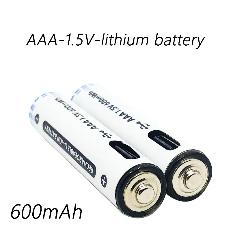 USB AAA Rechargeable Batteries 1.5V 600MAh Li-ion Battery for Remote Control MouseElectric Toy Battery + Type-C Cable