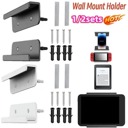 2 Pcs Wall Mount Bracket Fixed by Adhesive Or Screw Stabilizer Tablet Holder for IPad/iPhone 15 14/Samsung/Xiaomi/Lenovo