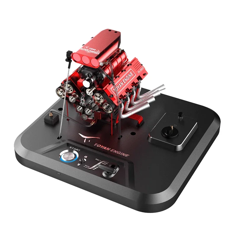 Toyan V8 Engine FS V800G Methanol Engine Model with Supercharger Starter Kit One-Key-Start Model Engine Kit for RC Car Toy