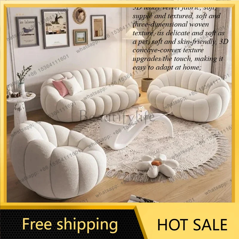 LDCloud Sofa Plush Pumpkin Sofa Combination Soft Comfortable Modern Living Room Sofa Suite Apartment Home Furniture