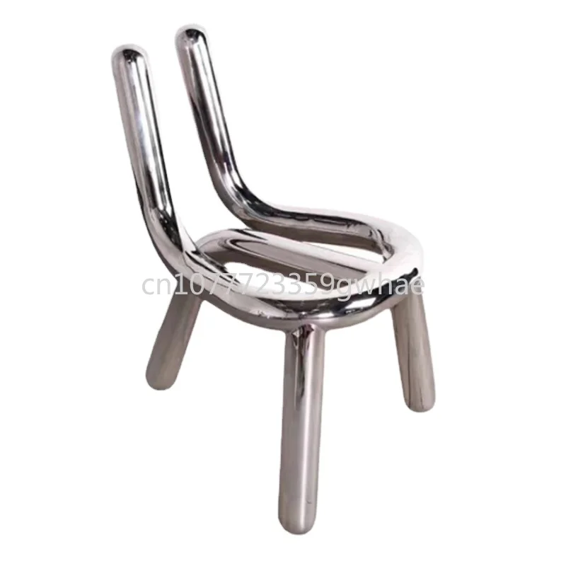 Custom Nordic Modern Design Stainless Steel Elbow Adult Styling Chair Electroplating Shaped Back Chair