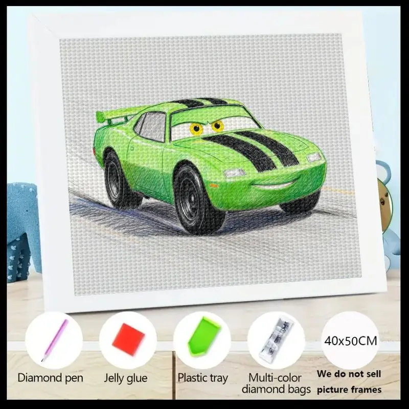 

1 шт. детский и взрослый набор для алмазной живописи «сделай сам» 5D с полной дрелью, милый мультяшный зеленый гоночный автомобиль, набор с кристаллами и драгоценными камнями, настенный декор с бриллиантами