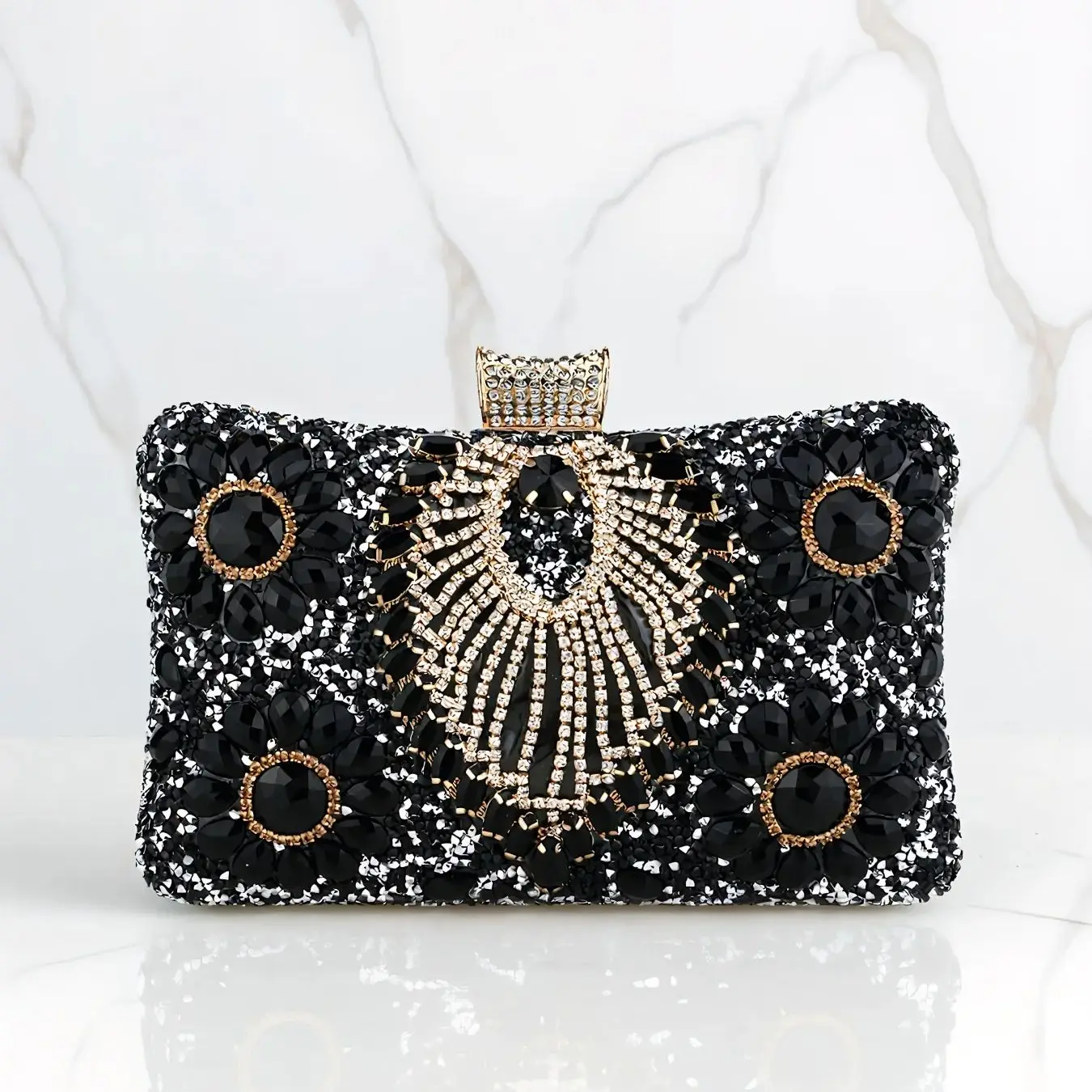 Acrylic Flower One Side Glitter Tassel Women Evening Bags Diamonds Small Day Clutch Luxury New Chain Shoulder Handbags For Party image 4