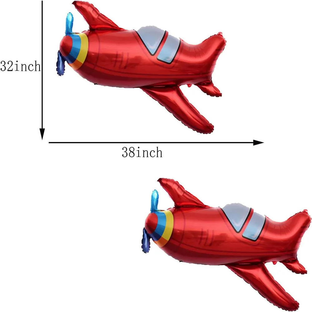 بالونات كبيرة حمراء اللون لتزيين الحفلات ، طائرة ، طائرة هليكوبتر ، طيار ، موضوع المغامرة ، عيد ميلاد ، أحمر #3