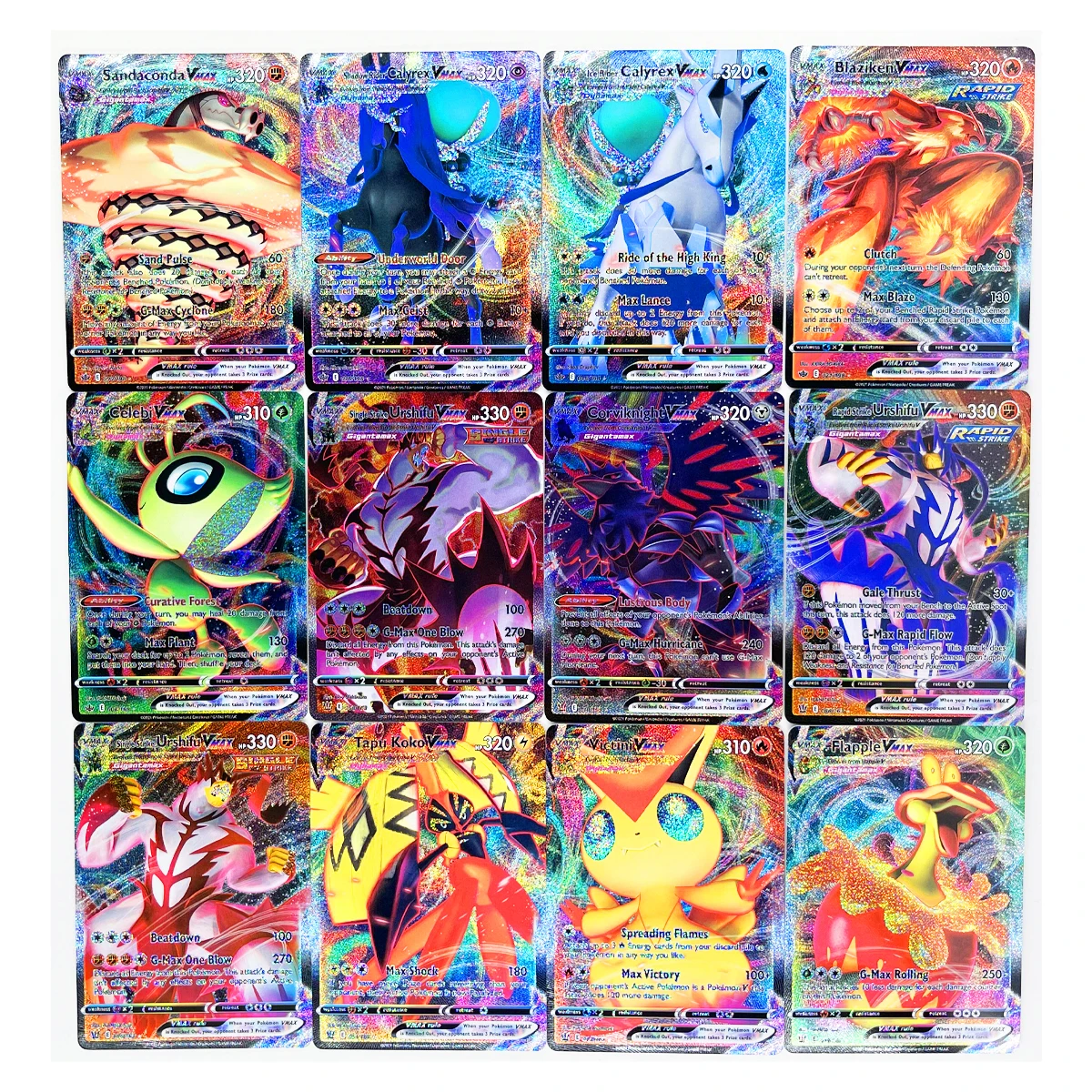 Pokemon PTCG Fire Dragon VMAX Card, DIY Caseiro Jogo Coleção Cartões, Tecnologia de Refração, Presente Brinquedo das crianças, 55pcs por conjunto