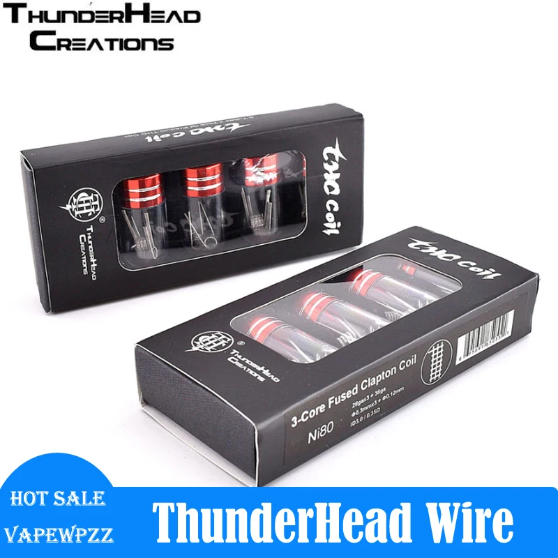 ThunderHead Creations-bobina de alambre Ni80 3/4 Core fundida Clapton SS316, bobina de 0,3 ohm para Blaze Solo RTA RDA Tauron, 10 unids/lote/caja (2 piezas/tubo)