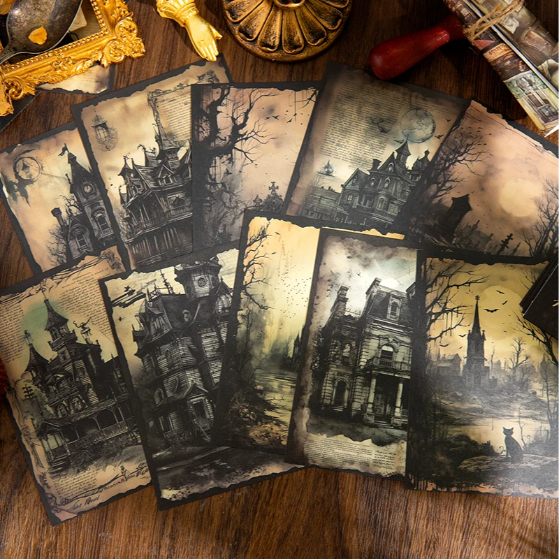 20Pcs Halloween Vintage Dark Series Scrapbooking Paper Collage Journaling Material Craft DIY Stationery Supplies