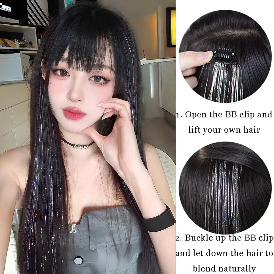 الاصطناعية الأذن مصبوغ شعر مستعار الليزر قطعة واحدة بطاقة سلس ريشة الشعر التمديد قطعة أثرية فتاة مجموعة المرحلة غطاء الرأس التصحيح #3