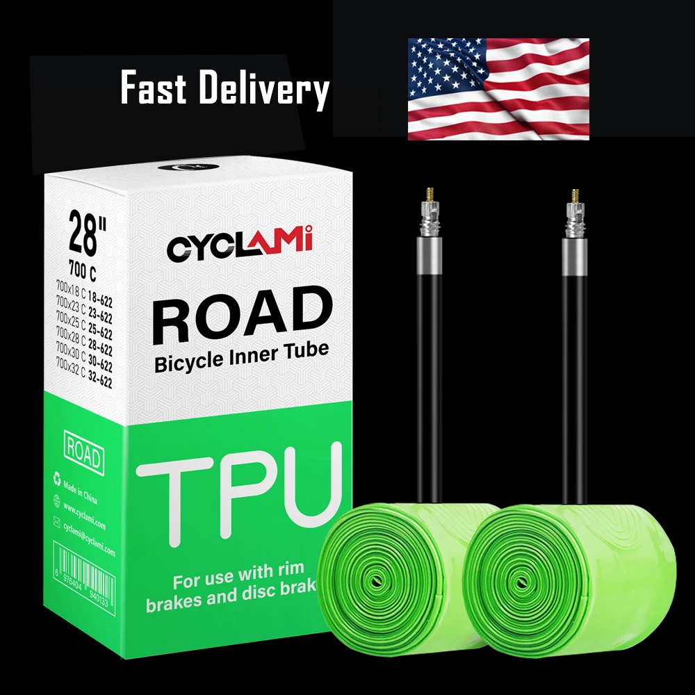 2 pcs CYCLAMI TPU Material Ultralight 30g Bike Inner Tube 700C 18 32 Road Bicycle Tire 45 65 85 mm Length French Valve FV Green