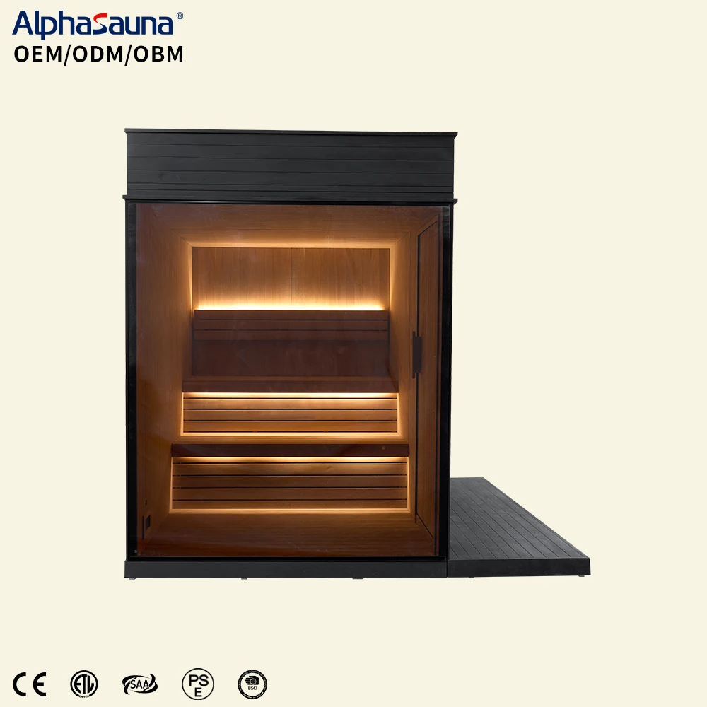 6 Person Outdoor Sauna Wood Cube Canada Red Cedar Wood Sauna Room Outdoor Garden Square Sauna Room