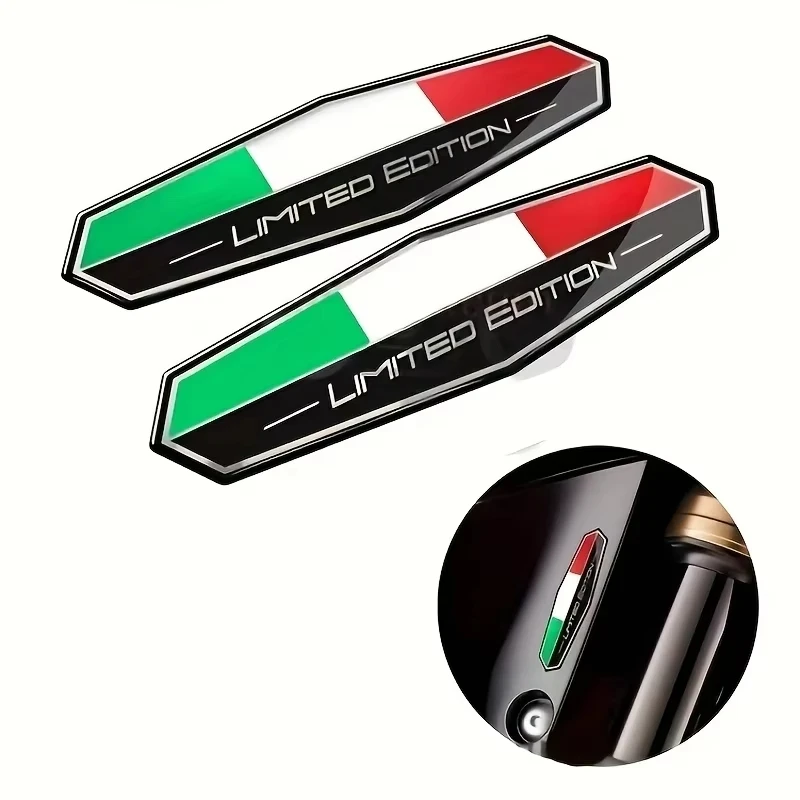 2pcs 3D Emblem Stickers Italy Limited Edition Flag Waterproof Decals For Motorcycle Car Truck Fender Body Decor Accessory