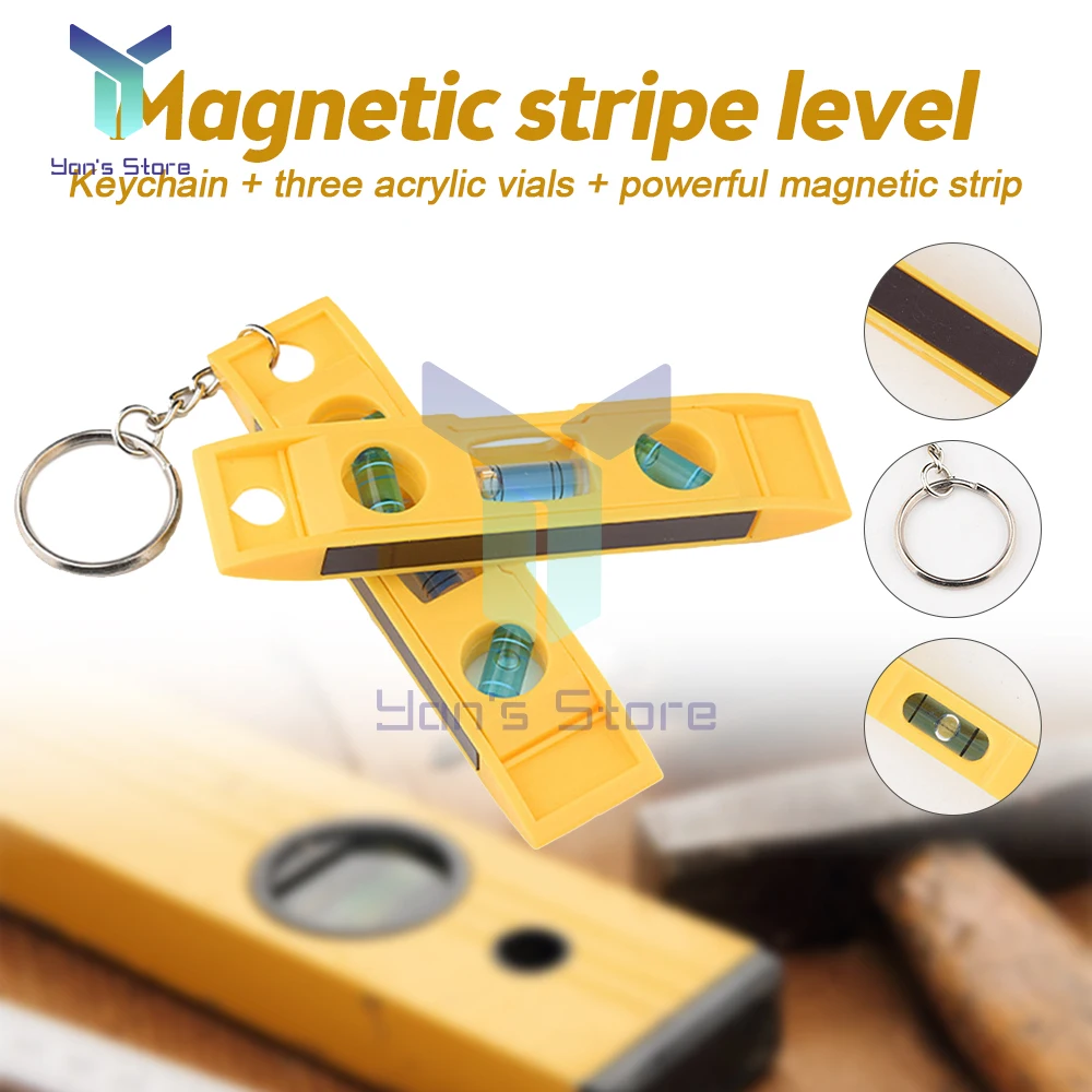 1Pcs Mini 3 Bubble Level with Keychain Tor pedo Magnetic Gradienter Level Measuring Tool Plumb/Level/45-Degree Measuring