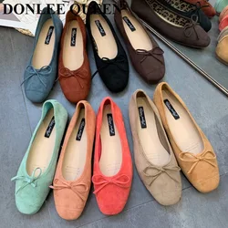 Women Flats Shoes 2023 Spring New Casual Slip On Loafers Soft Ballet Ladies Ballerina Comfort Solid Loafer Female Bow Knot Mujer