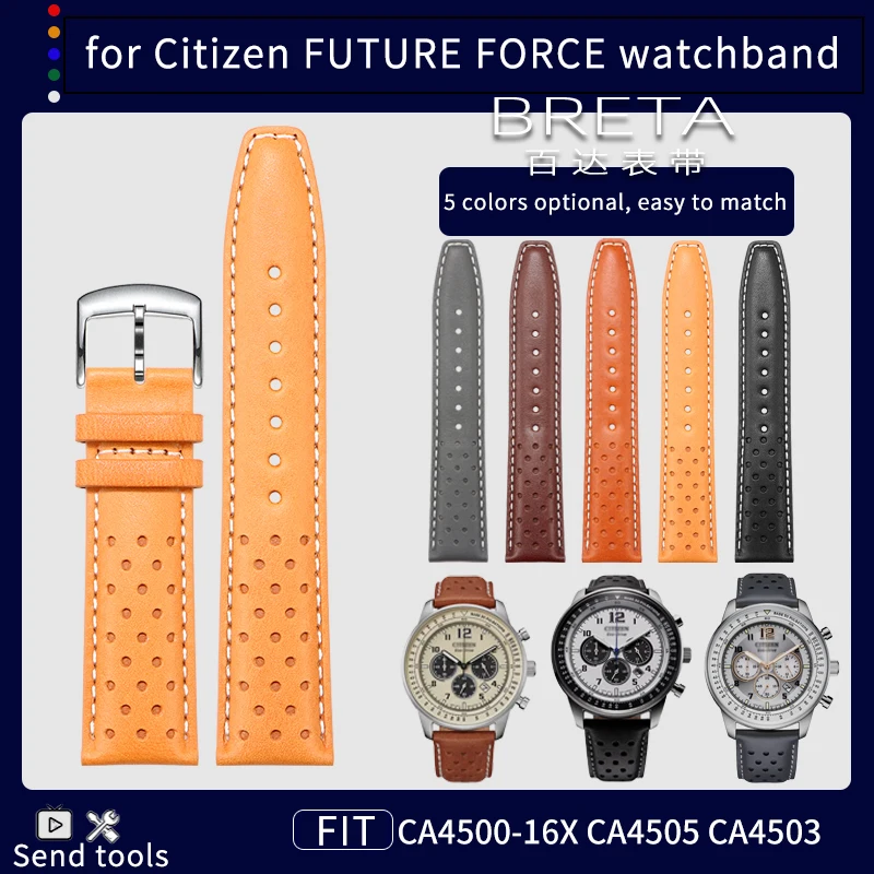 Para Citizen Eco-Drive FF CA4500-16X CA4558-16E CA4500-32A BM8475 22mm accesorios de reloj de cuero genuino pulsera para hombres