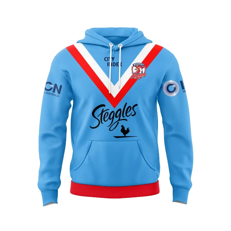 

2024 SYDNEY ROOSTERS MENS WARTIME RUGBY Hooded JERSEY size S--5XL ( Print name and number )