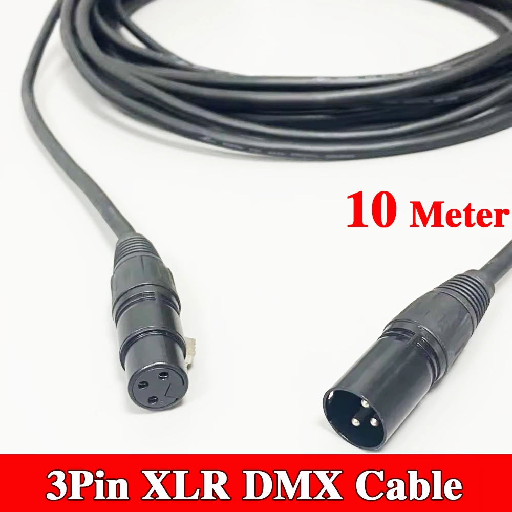 

10Meter XLR DMX Cable 3Pin Metal Plug Connector Audio DJ Stage Lighting Signal Transfer Wire For Mobile Disco Mixers Microphone