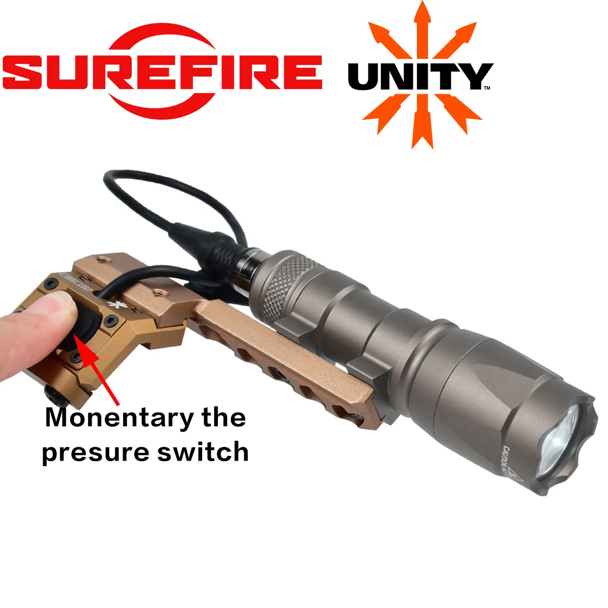 UNITY Tactical 20MM Rail Offset Mount With Pressure Switch Surefire M300 M600 Tactical AR15 Rifle Gun Scout Flashlight view 4