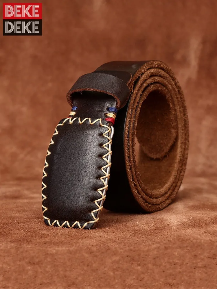 Vintage Office Male Casual Belt Fashion Smooth Buckle Solid Color Business Waist Belts Versatile Men Personality Strap Waistband