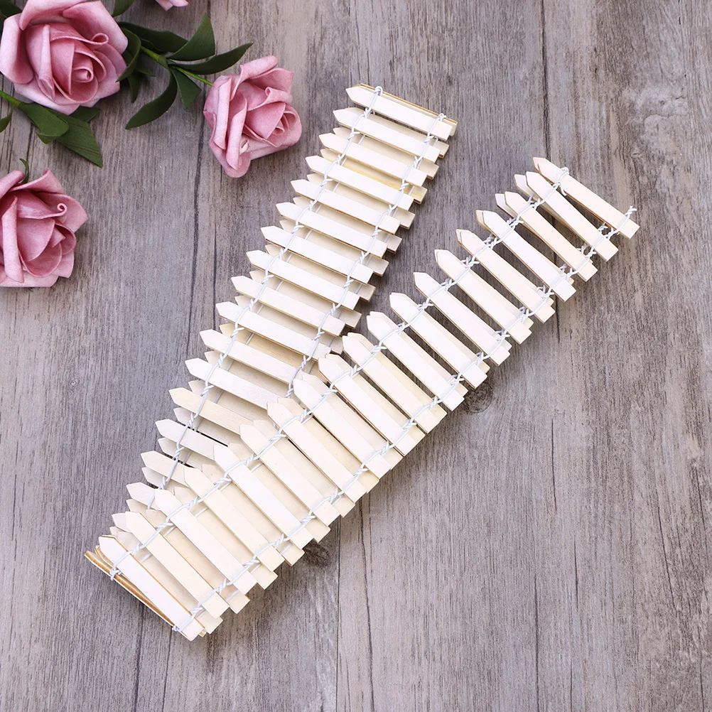 

3Pcs Mini Fence Micro Landscape Decoration 100cmx5cm DIY Garden Plant Pot Ornament Wood Picket Fence Accessory