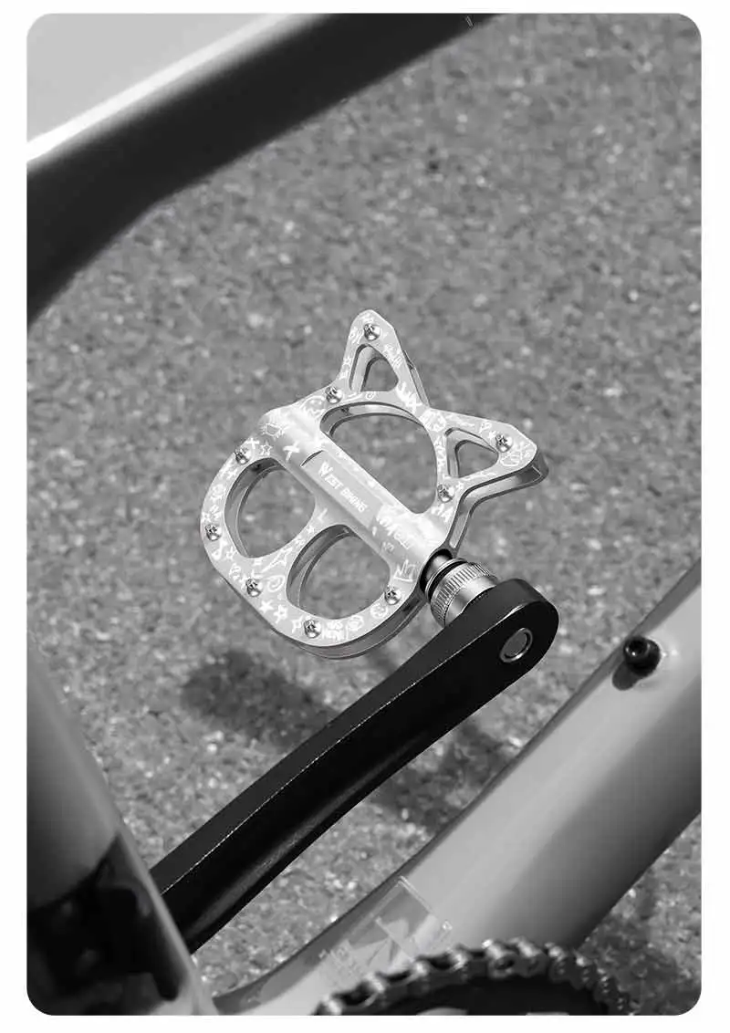 WEST BIKING Schnellspannpedale für Falträder, Katzenform, Aluminiumlegierung, rutschfeste Pedale, Fahrradzubehör für Frauen und Mädchen – Detail 23