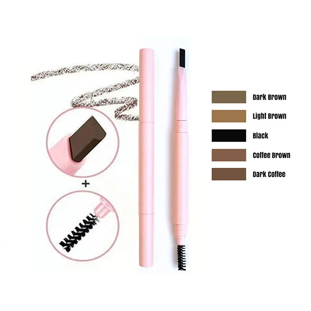 5 Color Private Label Eyebrow Pencil with Brush Custom Bulk Pink Style Waterproof Sweatproof Cosmetics Brow Pen Pigment Makeup