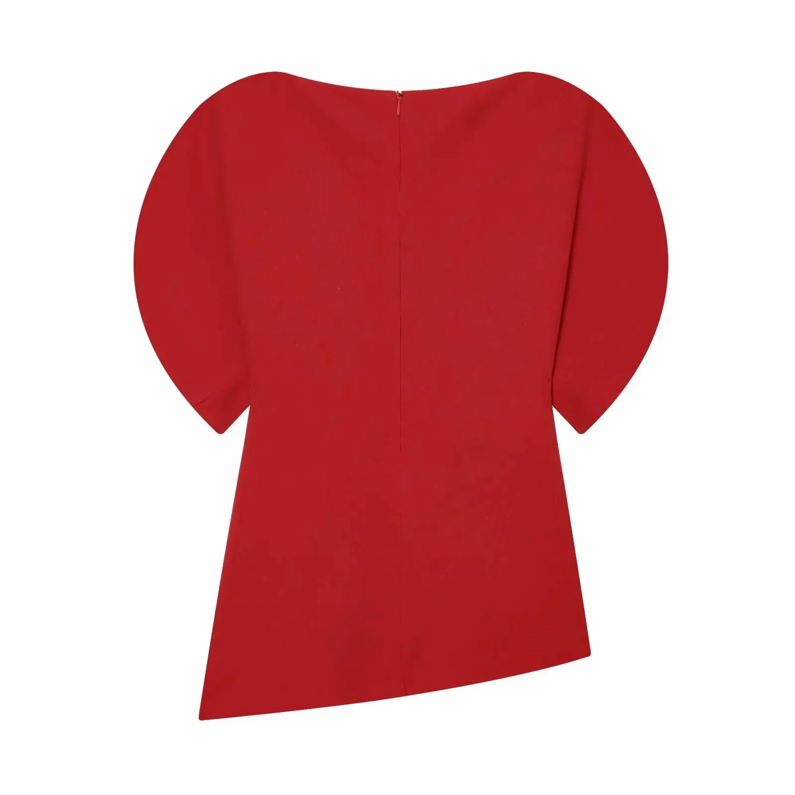 Damen Mode Asymmetrisches Design T-Shirt Einfarbig mit Puffärmeln O-Ausschnitt Retro-Top 2026 Trendiger High-Street-Stil Schicke Oberteile – Detail 3