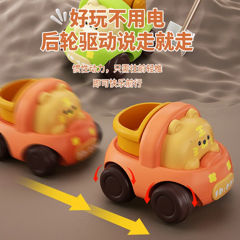 Kids Inertial Engineering Car Toys Animal Pull Back Friction Powered Vehicle Birthday Christmas Gift for Toddlers Boys and Girls