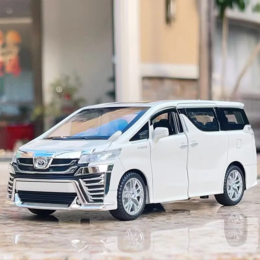 Scala 1/32 Vellfire MPV modello di auto giocattolo in lega pressofuso con ruota sonora leggera tirare indietro SUV veicolo per bambini regali per la giornata dei bambini