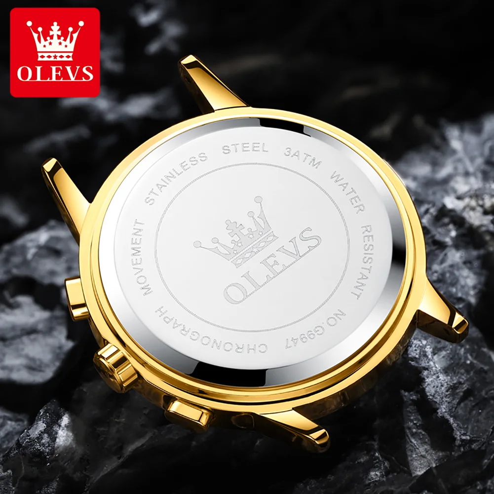 OLEVS 2024  Men\'s Watches Top Brand Luxury Original Waterproof Quartz Watch for Man Gold Skeleton Style 24 Hour Day Night New