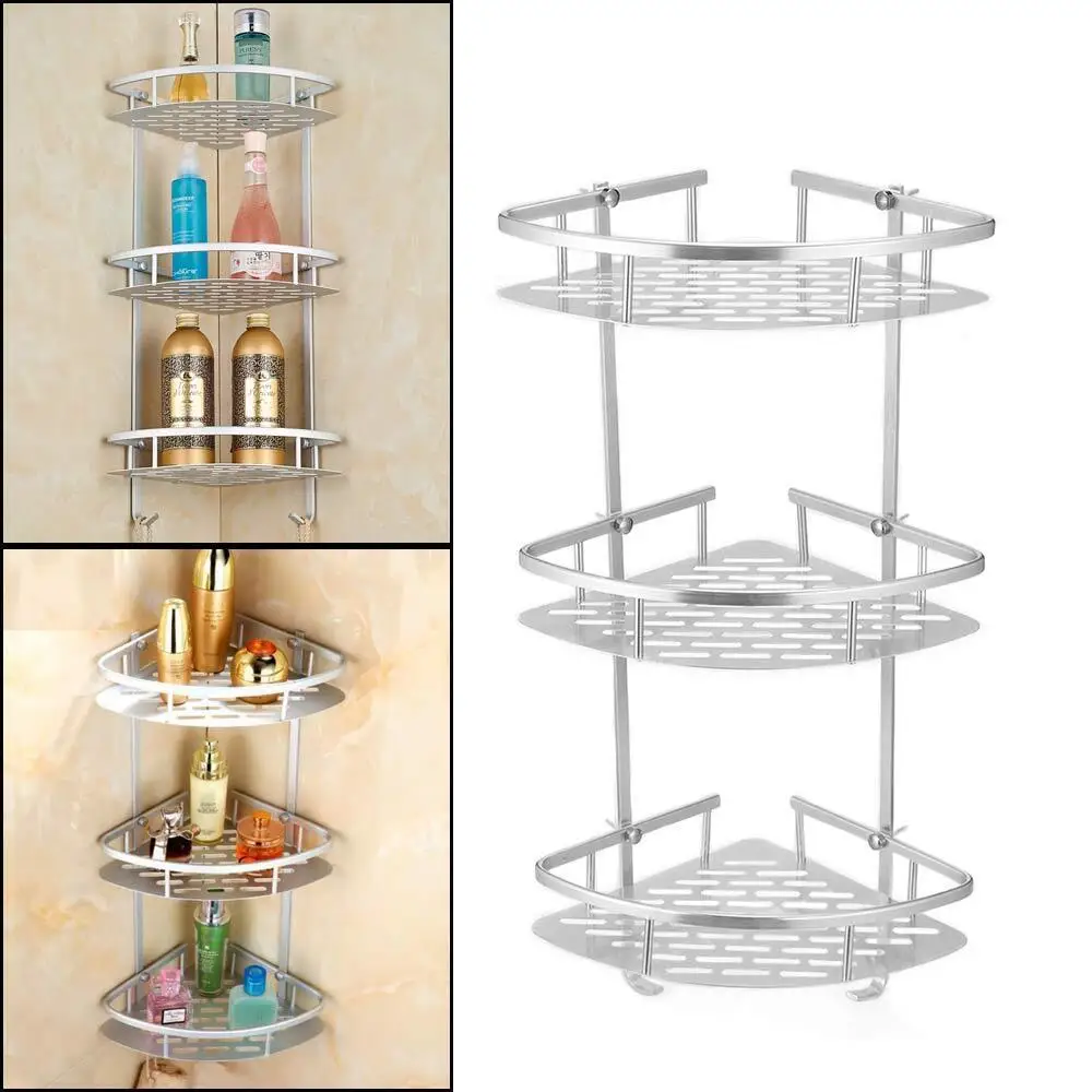 2/3 Tiers Corner Bathroom Rack Wall Mounted Storage Shelf Shower Caddy Organiser