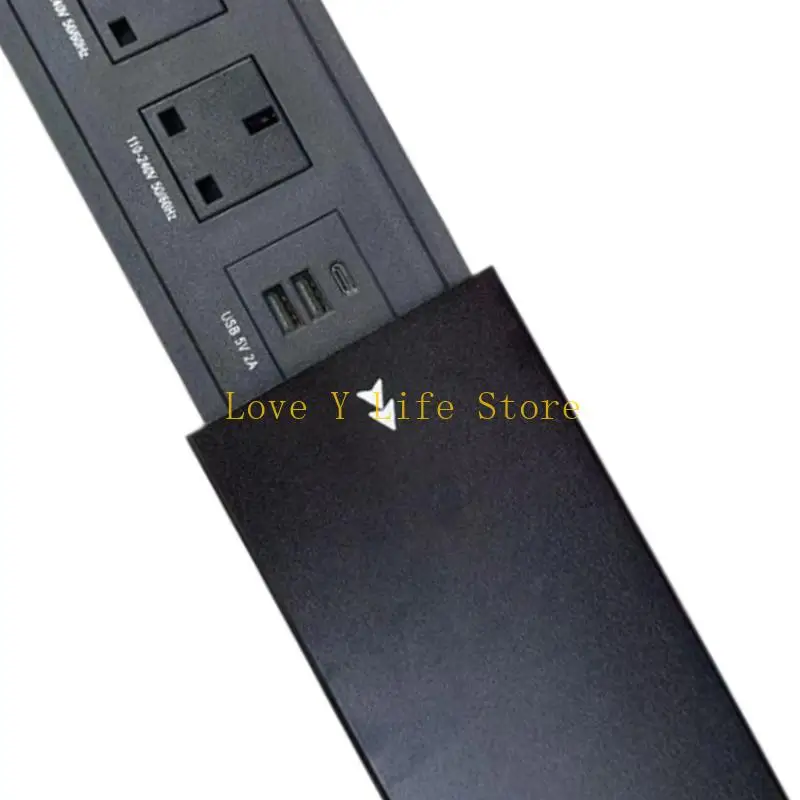 

L74C Retractable Embedded Power Strips Double Plugs Socket 2 USB Charging Port With Safety Protecting Mechanism