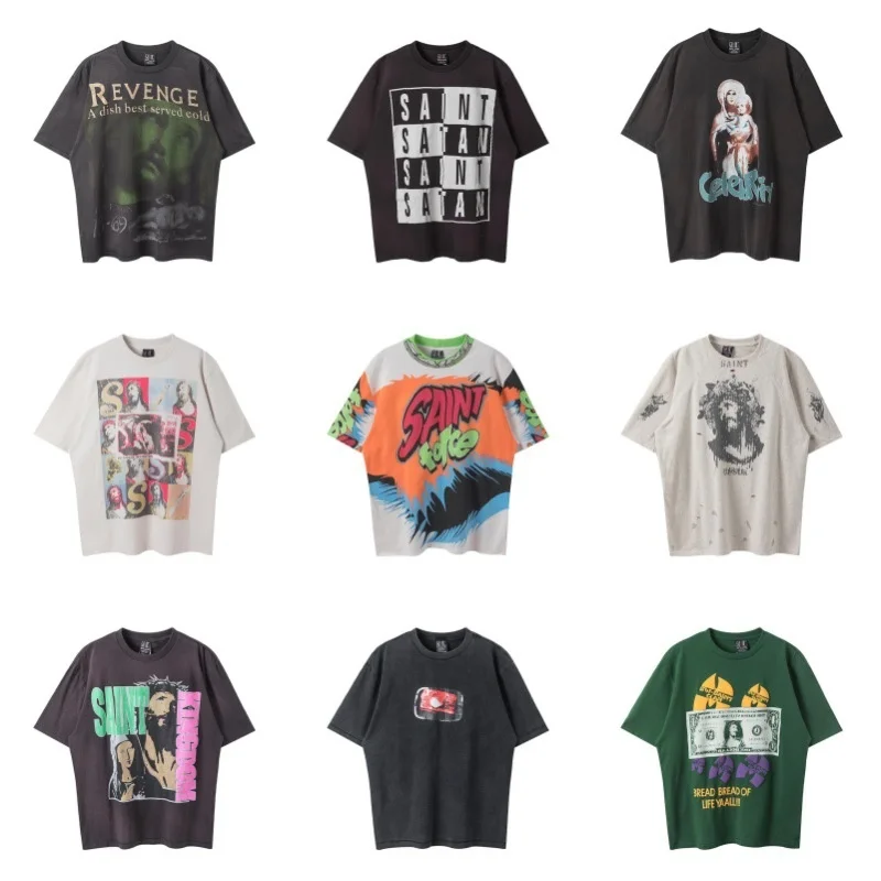 

Large Size Women's Short-sleeved T-shirt Street Y2k American Face Print Harajuku Retro Loose Clothes Oversized T Shirt