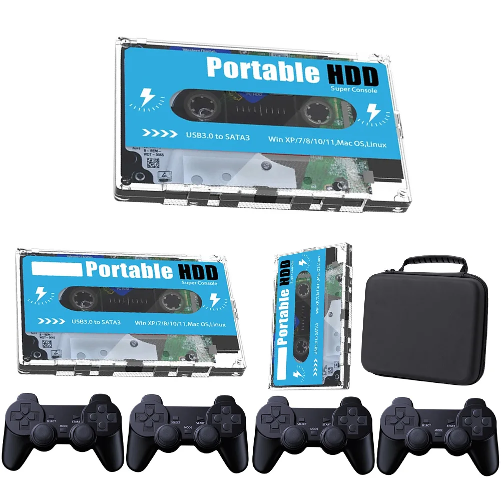 500G HDD Mobile Hard Disk Support 70 Simulator Batocera Retro Disk Gaming Console Built in 55000 Games Plug and Play for Win7-11