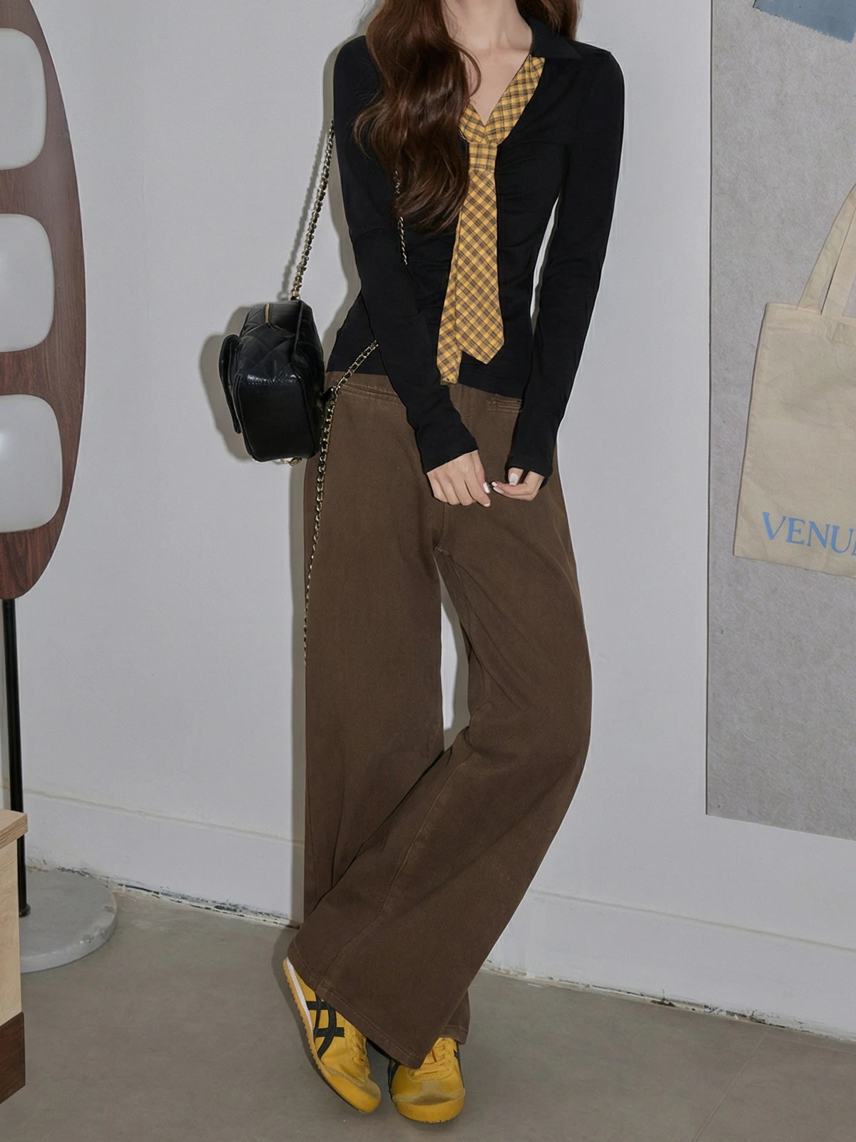 

Женские брюки с высокой талией, широкими штанинами и драпировкой, весенняя новинка, элегантные, свободные, прямые, длинные, повседневные, в корейском стиле