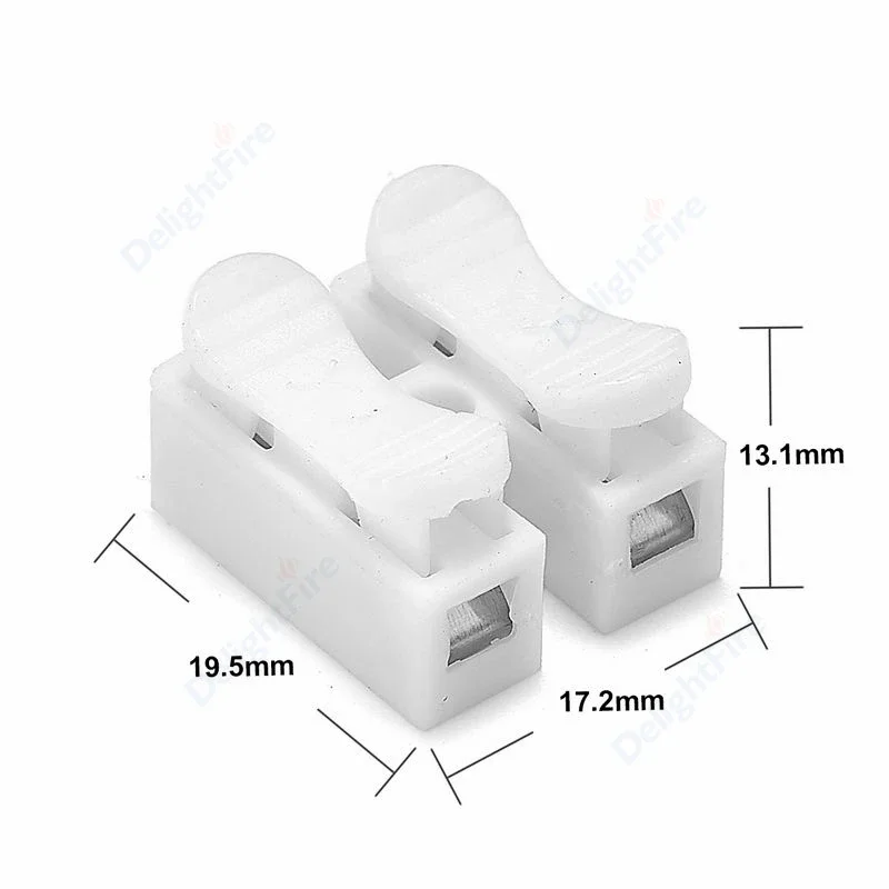 Bloqueo de empalme rápido sin tornillo, Terminal de presión, Conector de abrazadera de resorte para empalme seguro en cables de cableado, 10/20 piezas, 2 pines