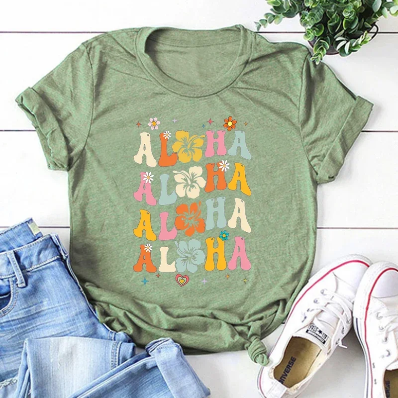 알로하 셔츠 레트로 하와이 티셔츠 여름 섬 티셔츠 비치 하와이 서핑 티 고딕 옷 미적 L