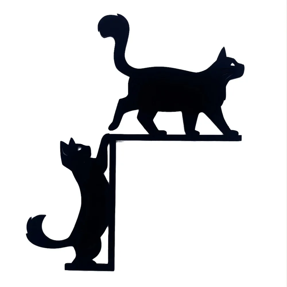CIFBUY Metal Wall Art Vintage Black Cat Sculpture Rustproof Waterproof Hanging Ornament For Pantry Door Farmhouse Decor