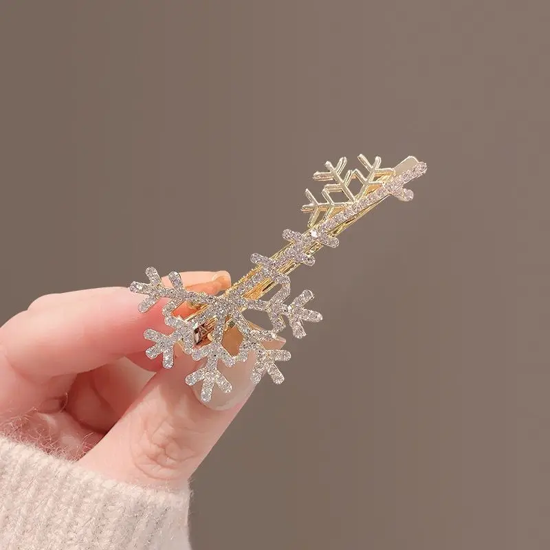 إكسسوار شعر ندفة الثلج متعدد الاستخدامات للنساء، مشبك جانبي عالي الجودة، دبوس شعر معدني، غطاء رأس عيد الميلاد حلو ومتعدد الاستخدامات #3