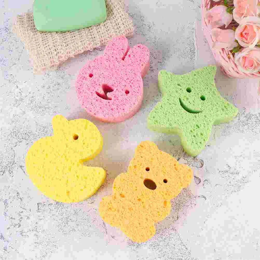 3 Pcs Children's Bath Sponge Kids Accessories Tool Wood Pulp Cellulose Baby Shower Sponges for Bathing Newborn Body Scrubber