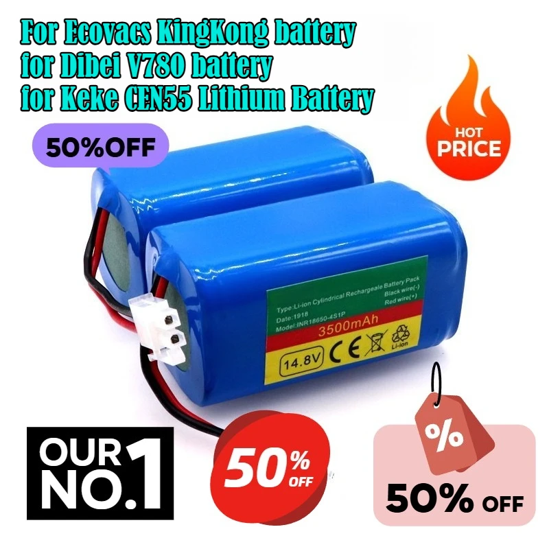 

14.8V 3500mAh Rechargeable Batteries for Ecovacs KingKong CR130 for Dibei V780 for Keke CEN55 Lithium Battery