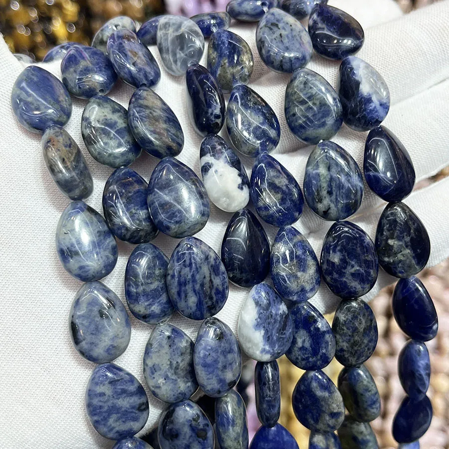 

Natural Sodalite Water droplet Beads Nahcolite Faceted Section Handmade For Jewelry Making DIY Necklace Bracelet 15''13-18mm