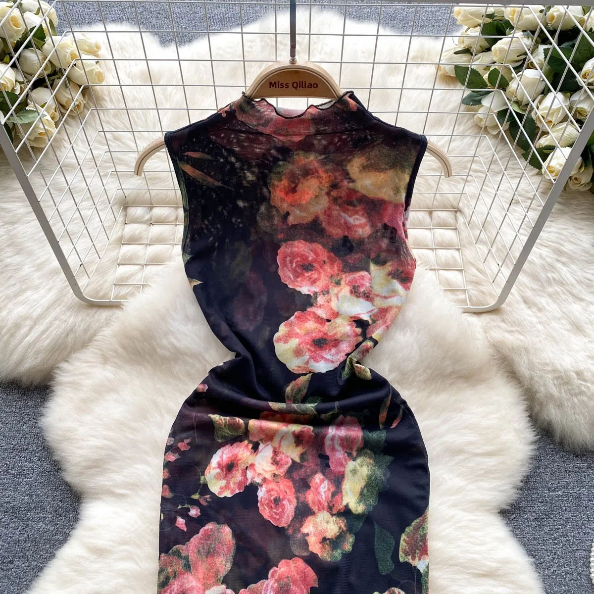 Vestido de madurez ra de la serie Salt, novedad de 2023, vestido ajustado con estampado Retro para mujer, falda envolvent...