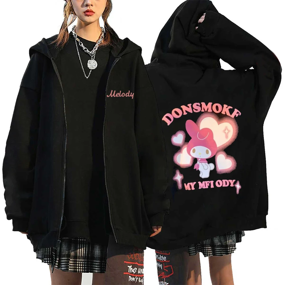 Essentiële Hoodies Dames Cardigan Rits Hoodies Sanrio Hello Kitty Kuromi Lange Mouw Dames Herfst En Winter Sweatshir