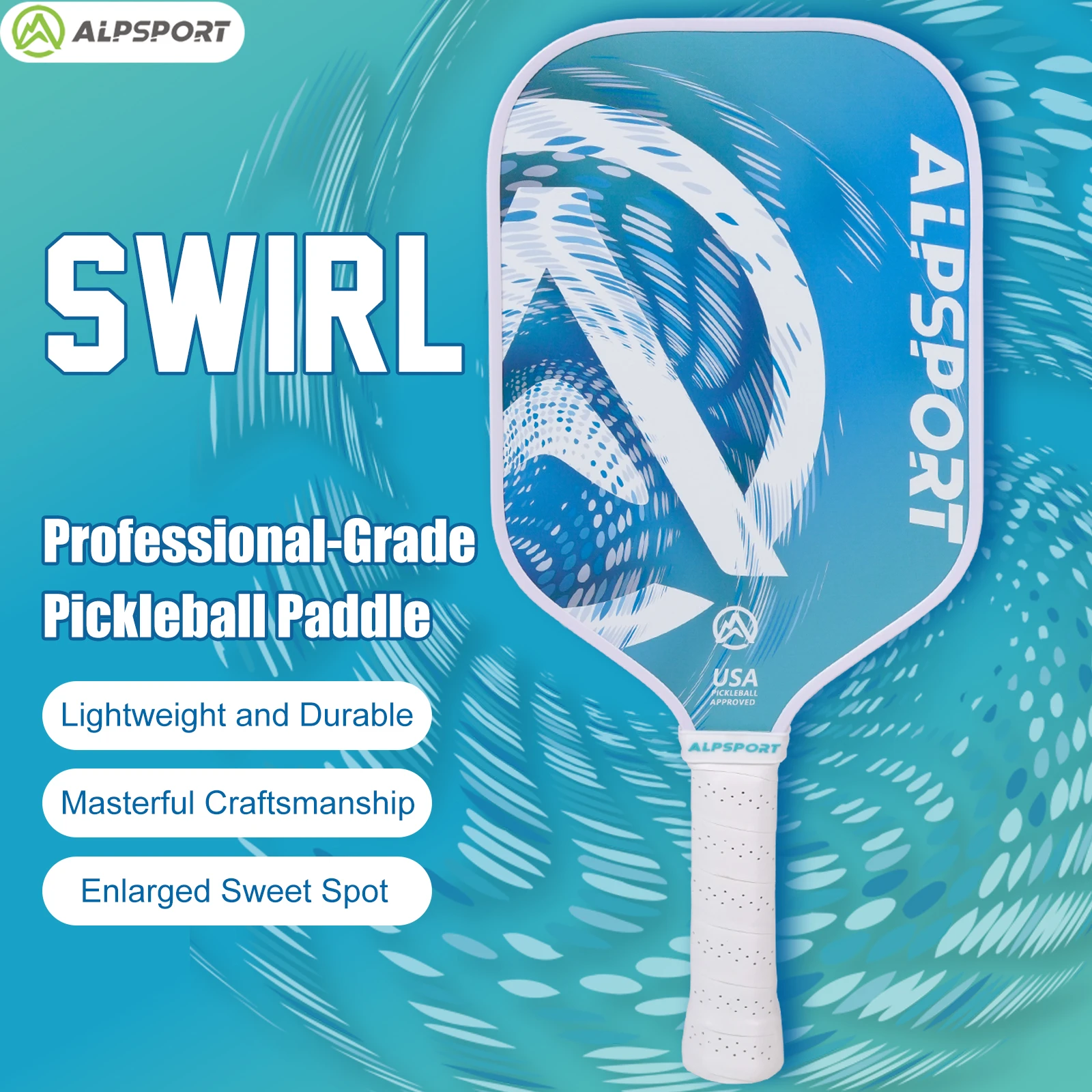 

ALP Swirl 01 2PCS 5TH Gen Pickleball 16MM PP Honeycomb Core 230g Premium Paddle Set For Beginner & Intermediate Players ALPSPORT