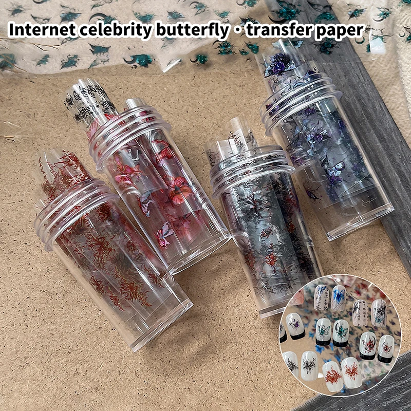 1 Roll 50cm Butterfly Series Design Transfer Paper Nail Art Wraps Decals Manicure Decorations Accessories