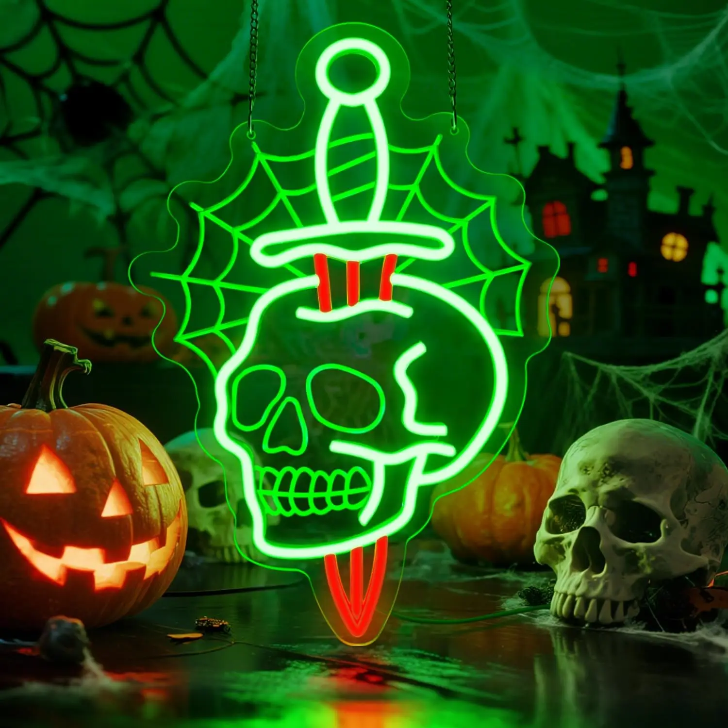 Skull Neon Sign USB LED Lights for Halloween Party Bedroom Man Cave Bar Gaming Room Decoration Personzalized Gifts Night Light