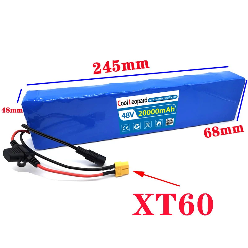 Original 18650 13S2P Built-In BMS Lithium Battery Pack 48V 20A Is Suitable For High-Power 1000W Electric Scooter 54.6V Charger