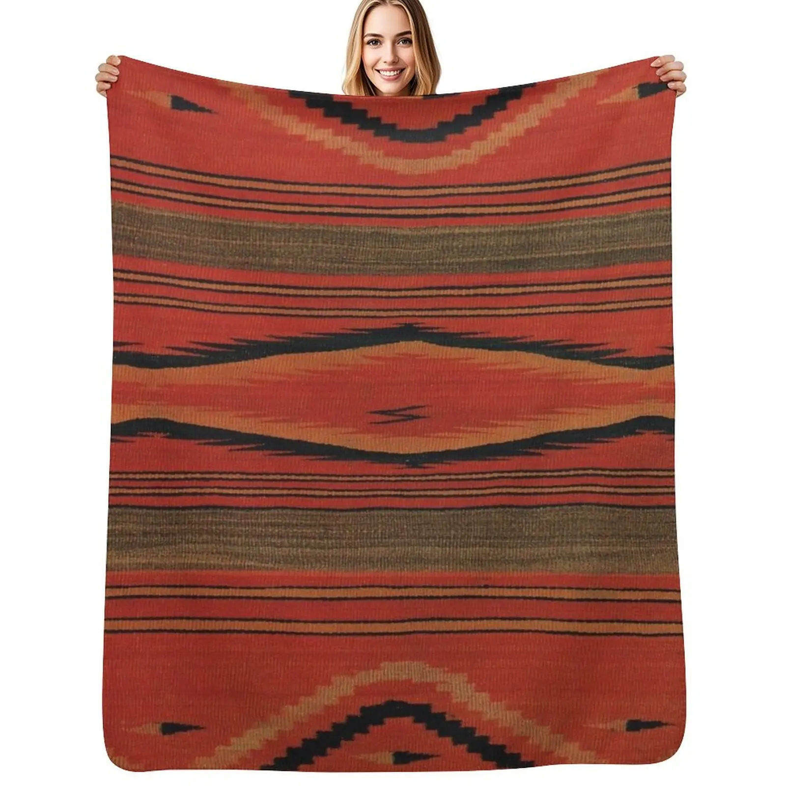 

Navajo Textile / Native American Weaving pattern 27 Throw Blanket Compact Warm Blanket for Car Road Trip